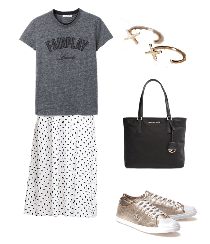 STYLE: Polka Dot Sundress Styled with Sporty Attire from Lacoste