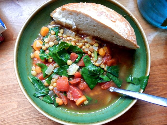 Vegan Dinner: Vegetable Lentil and Curry Soup