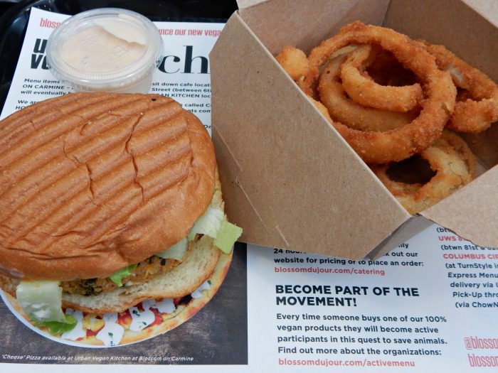 Blossom du Jour Vegan Burger and Onion Rings - NYC Food Diary