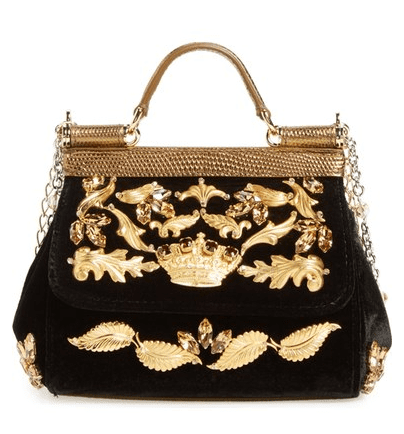 Dolce and Gabbana Velvet and Gold Handbag - Dream in Lace