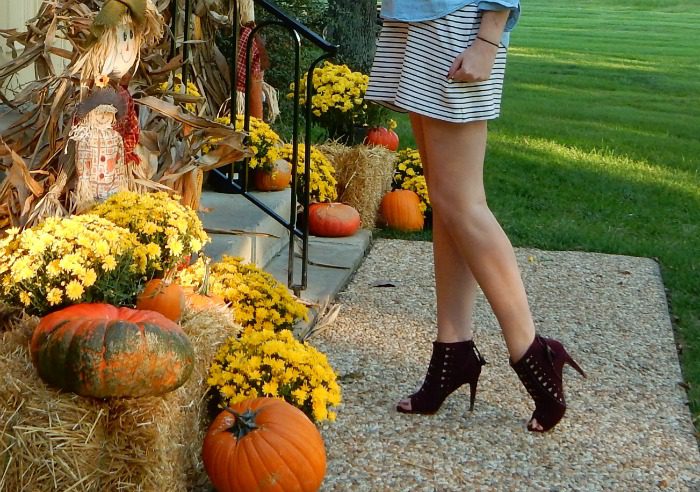 Fall Outfit with NY and Company Shoes -Burgundy Ankle Bootie Stiletto