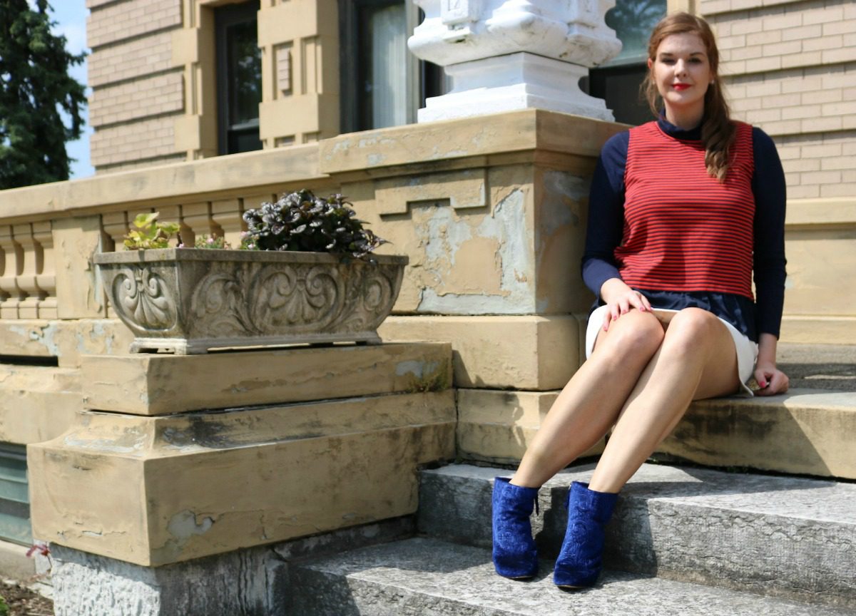 Labor Day Sale Round-Up I Red, White and Blue Outfit with Velvet Booties