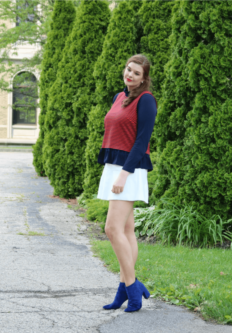 Labor Day Sale Round-Up I Red, White and Blue Outfit with Velvet Booties