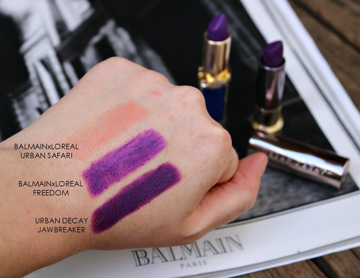 Balmain Loreal Lipstick v Urban Decay Vice Lipstick I Swath Comparison