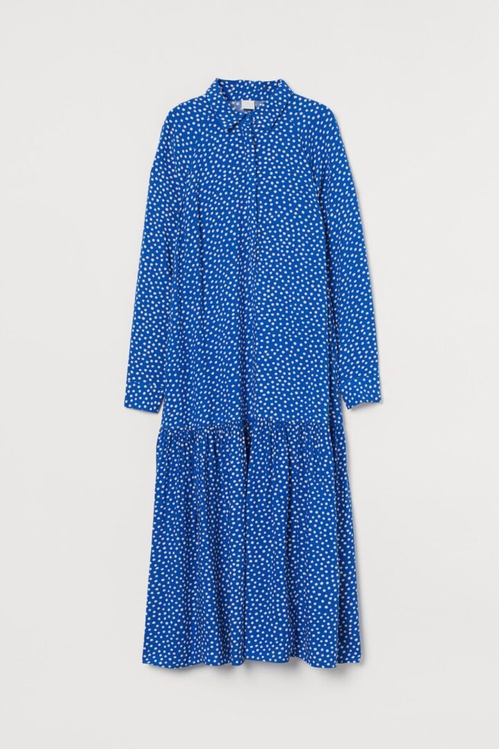 Perfect Spring Dress I Blue Polka Dot Midi Dress from HM Conscious Collection #ootdstyle #fashionstyle #springoutfit
