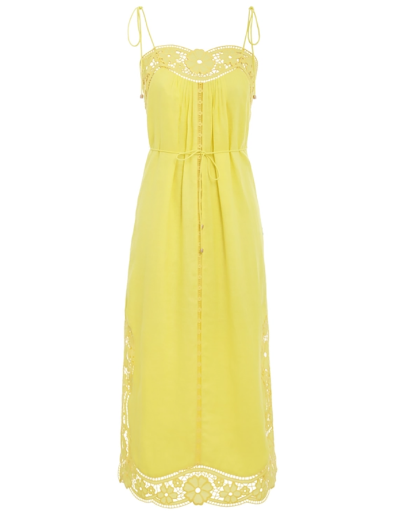 Summer Wedding Guest Outfit Ideas I Yellow Zimmermann Slip Midi Dress