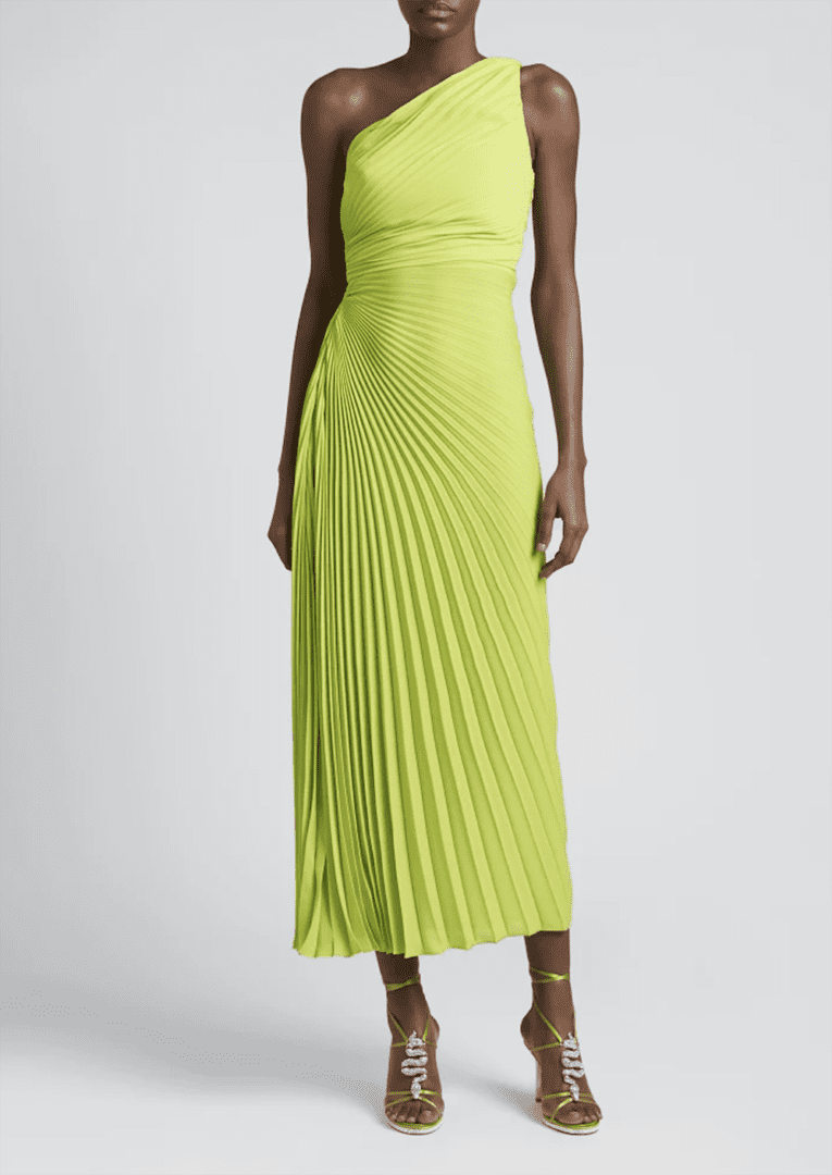 Summer Wedding Guest Dresses I Maison Valentino Pleated One Shoulder Draped Gown #summerdress #summeroutfit #weddingguest