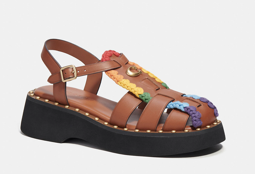 COACH Summer 2023 Pride Collection I Woven Sandal with Rainbow Trim