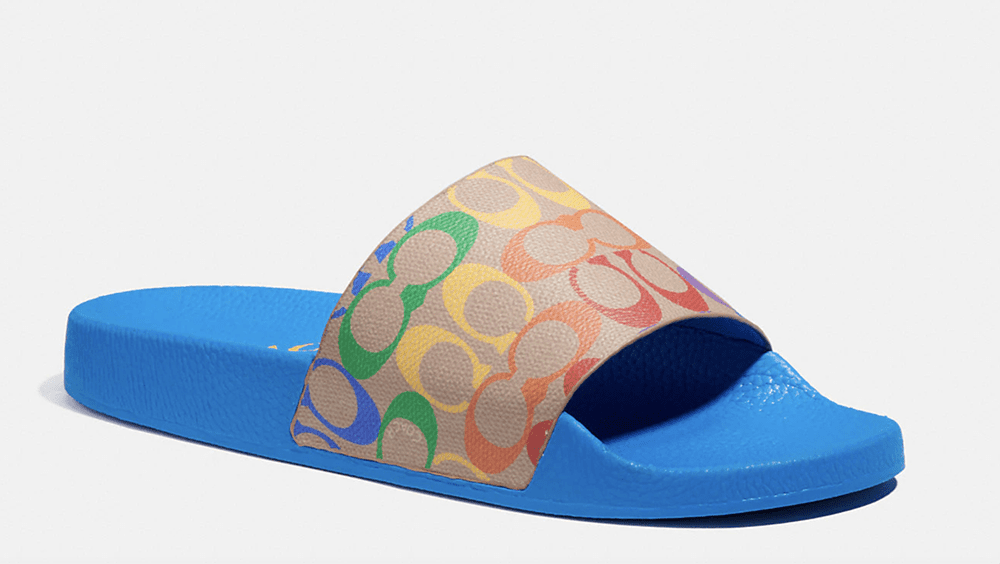 Coach Summer 2022 Pride Collection I Rainbow Slide Sandals