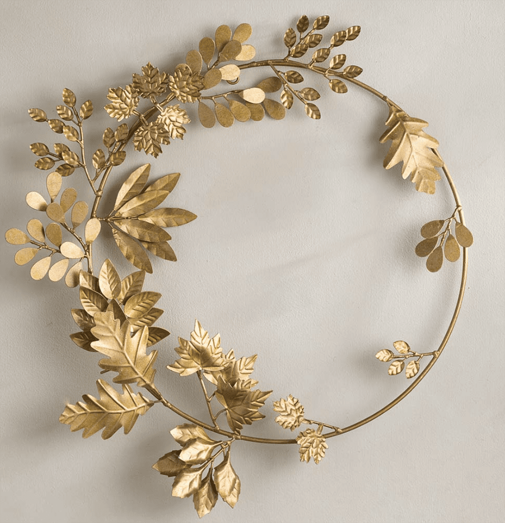 2021 Holiday Wreaths I Recycled Metal Gold Leaf Wreath