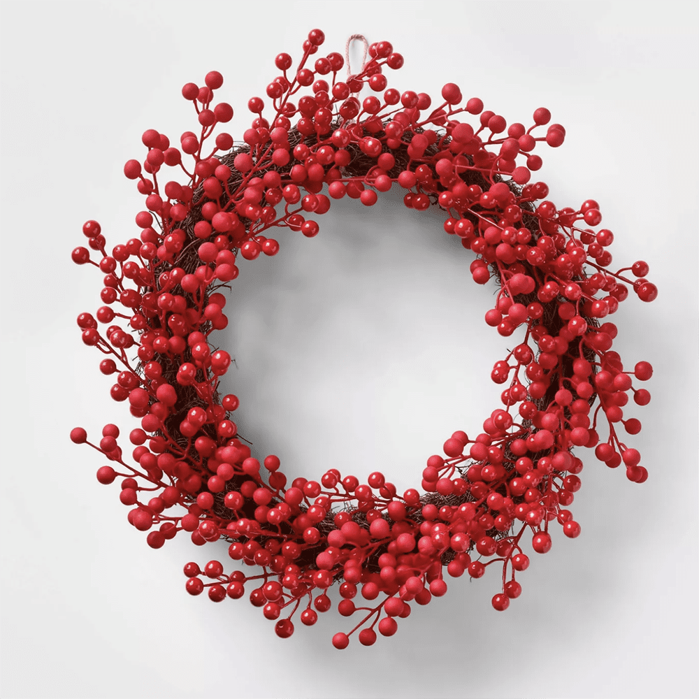 Affordable Holiday Home Decor I Classic Red Berry Christmas Wreath