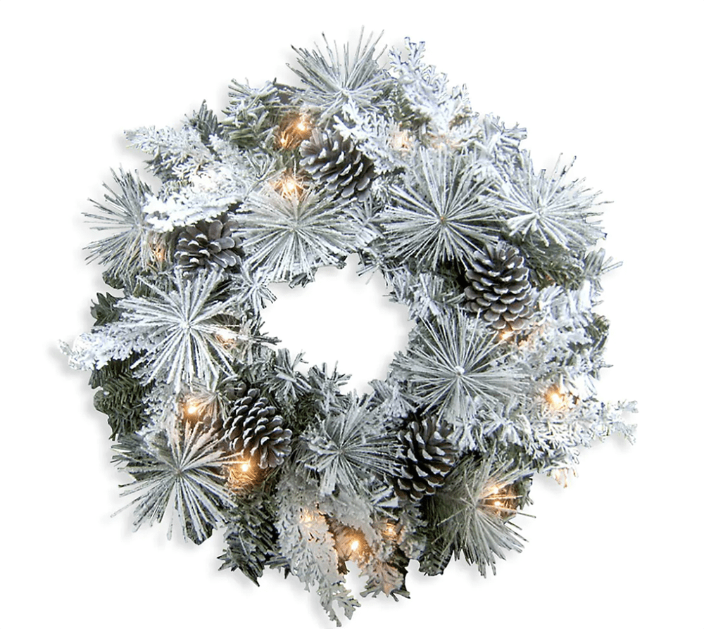 2021 Holiday Wreaths I Fraser Hill Farms Prelit Snow Flocked Christmas Wreath