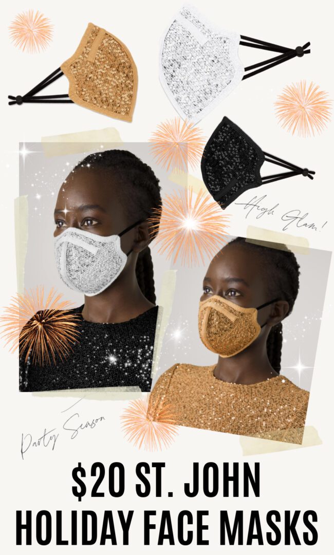 Holiday 2021 Sequin St John Face Masks in Black, Silver and Gold I Holiday Party Outfit Ideas