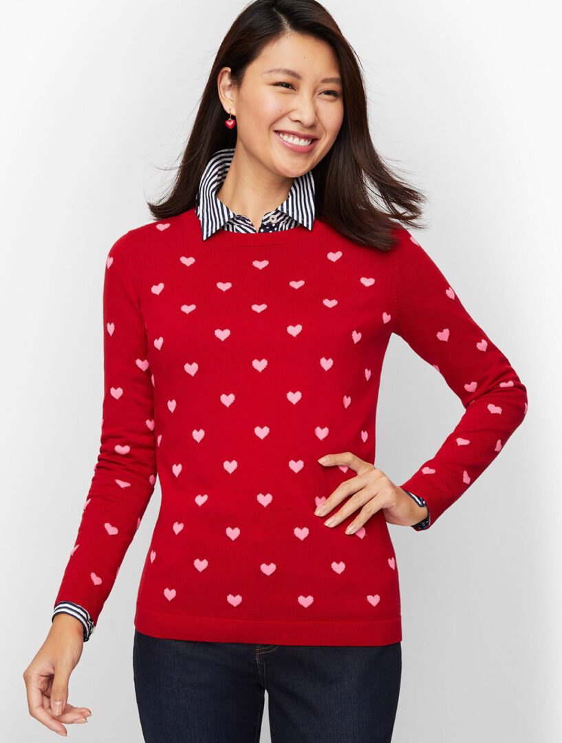 2022 Valentine's Day Outfit Ideas Under $100 I Talbots Heart Sweater #fashionstyle #ootdstyle #ootdinspo