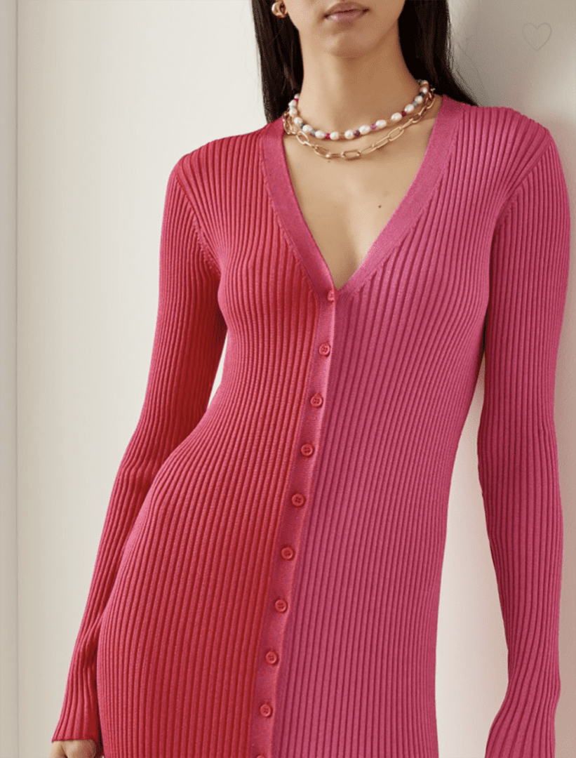 2022 Valentine's Day Outfit Ideas I Staud Two-Toned Knit Midi Sweater Dress #ootdstyle #outfitideas #fashionstyle