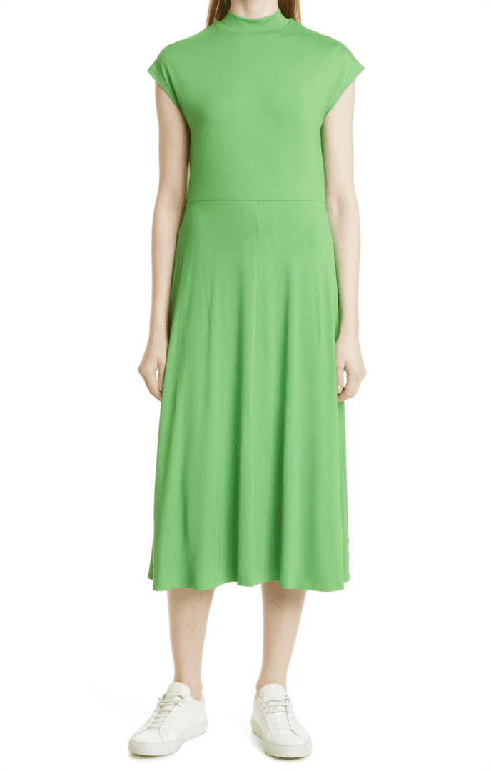 Green Spring 2022 Dresses I BOSS Mock Neck Midi Dress #fashionstyle #ootdstyle
