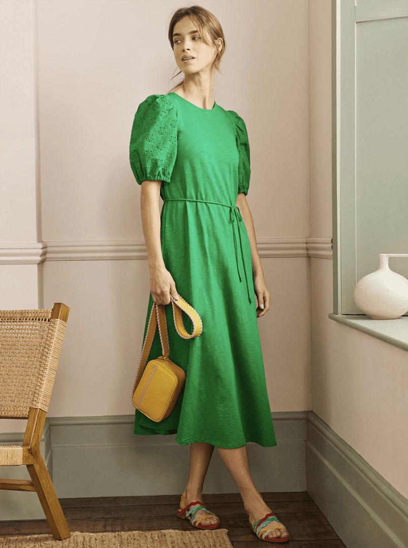 Green Spring 2022 Dresses I Boden Mixed Jersey Midi Dress #fashionstyle #ootdstyle
