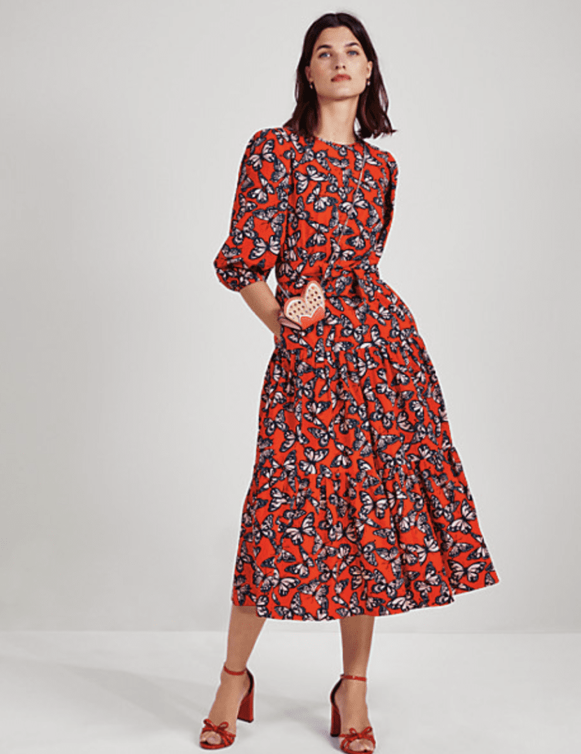 Kate Spade Spring 2022 Collection I Butterfly Flutter Sleeve Dress #fashionstyle #ootdstyle #springoutfit