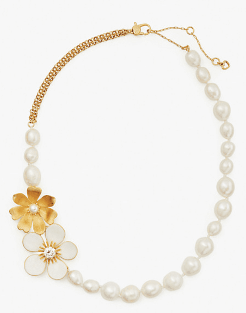 Kate Spade Spring 2022 Collection I Floral Pearl Necklace