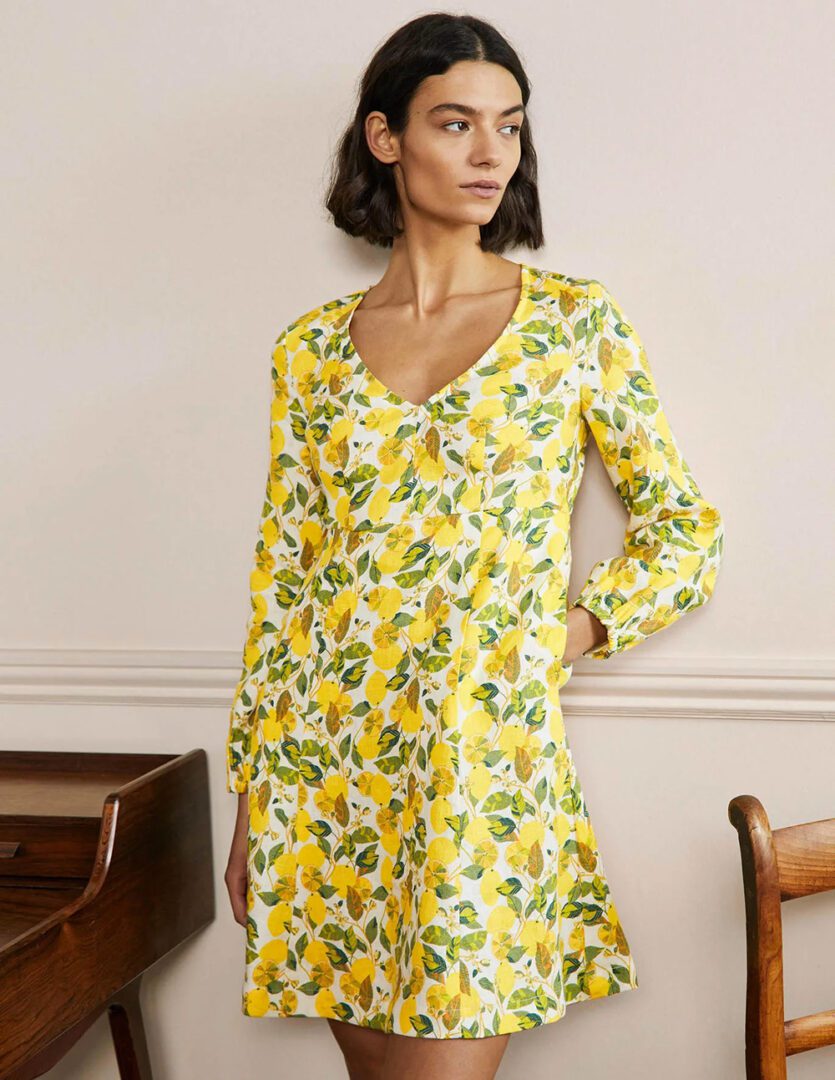 Spring 2022 Lemon Mini Dress from Boden #ootdstyle #springoutfit