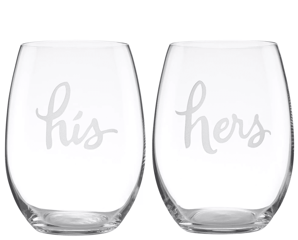 Summer 2022 Wedding Gift Ideas I Kate Spade His and Her Wine Glass Set