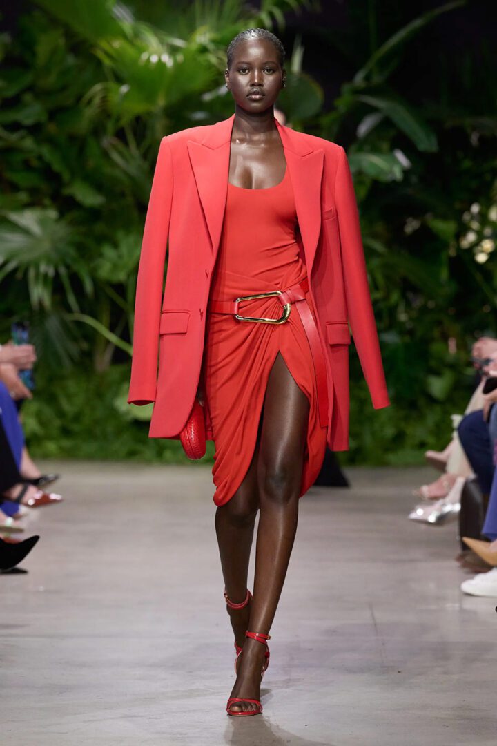 Best NYFW Spring 2023 Looks I Michael Kors Red Blazer, A-line skirt #fashionstyle