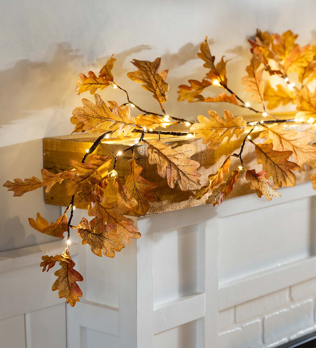 Fall 2022 Home Decor I LED Lit Oak Tree Leaves Garland