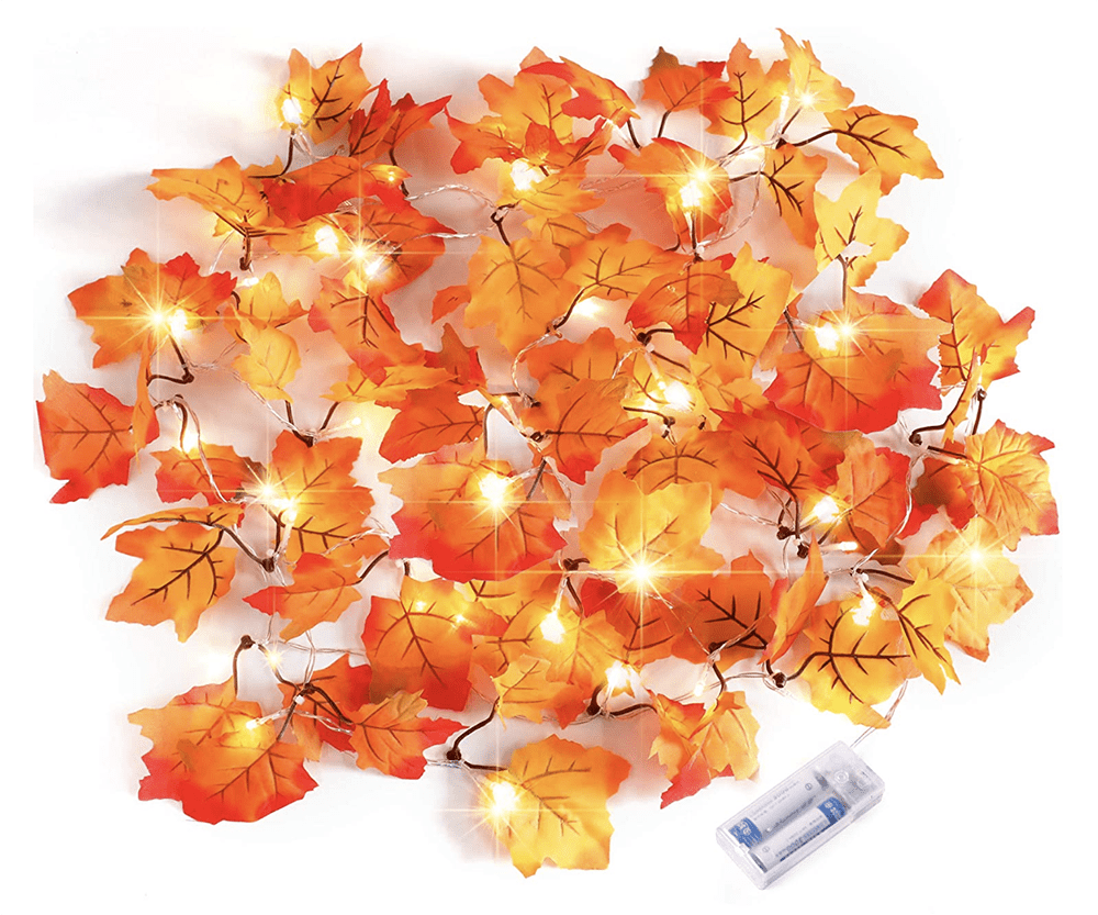 Fall 2022 Home Decor Favorites I LED Colored Leaves Garland #homedecor #cozyvibes