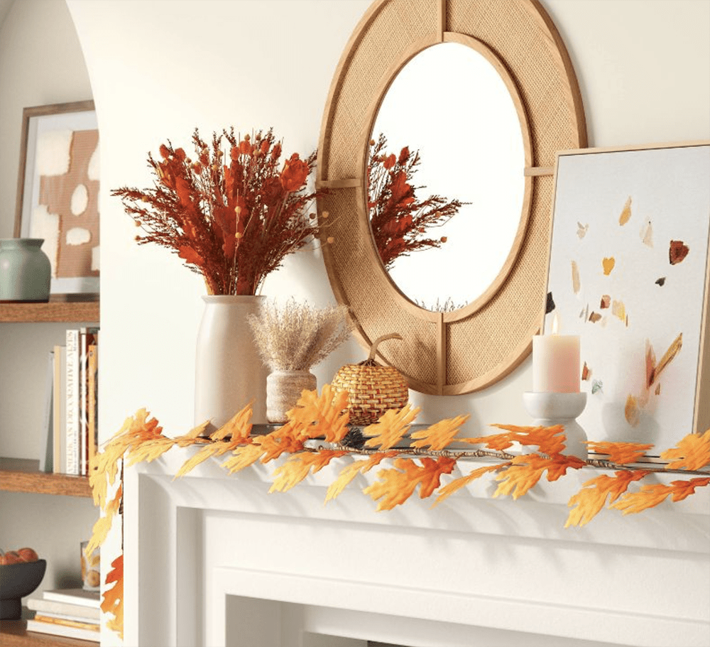 Affordable Fall 2022 Home Decor Favorites I Colored Leaves Garland #homedecor
