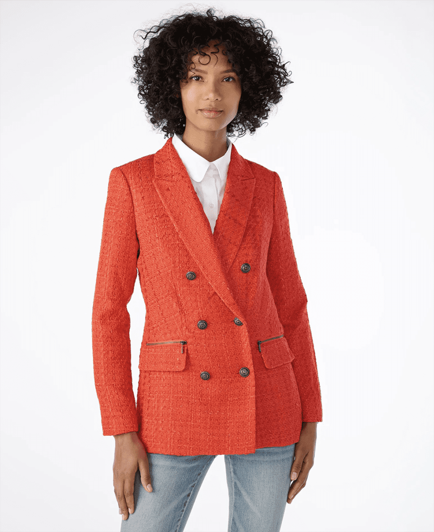 2022 Festive Office Outfit Ideas I Karl Lagerfeld Paris Cherry Red Tweed Blazer #fashionstyle #ootdstyle