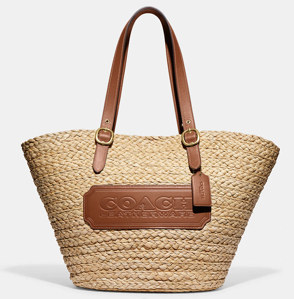 Best Summer 2023 Beach Bags I COACH Structured Tote with Tan Leather Trim