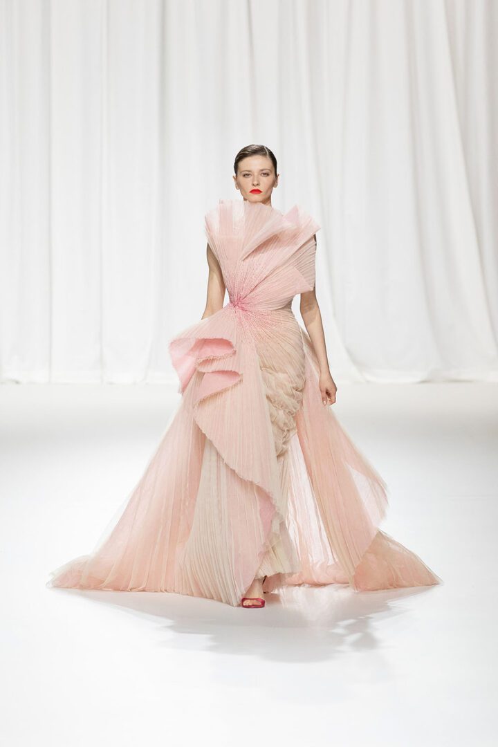 Best Fall 2023 Couture Looks I Rami Al Ali blush pink tiered tulle gown