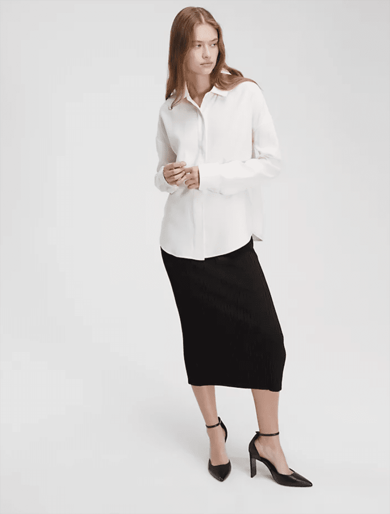 Carolyn Bessette-Kennedy Style Inspired Outfit Ideas I Calvin Klein Relaxed Twill Collared White Shirt 