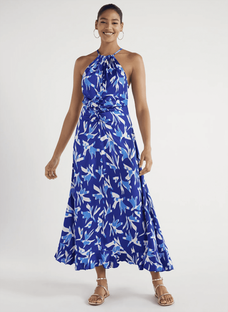 Affordable 2024 Summer Sundresses I Blue and White Floral Halter Dress