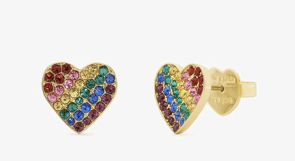 2024 End-of-Summer Labor Day Kate Spade Sale I rainbow pride heart stud earrings