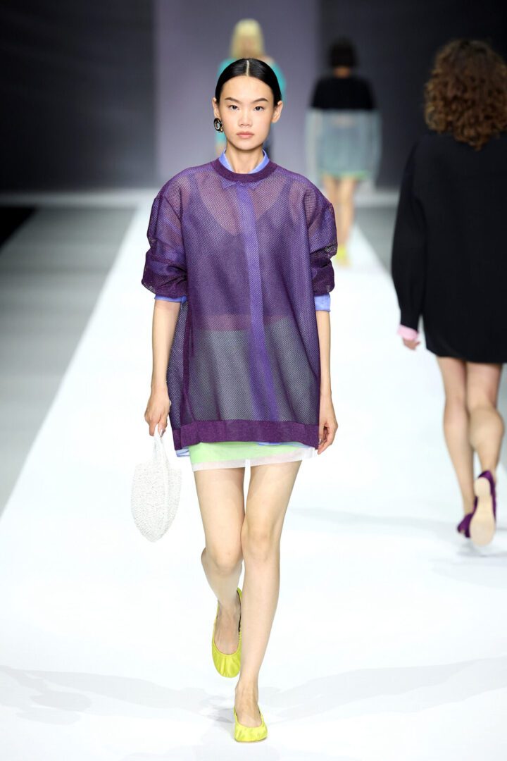 Best MFW Spring 2025 Looks I Anteprima sheer purple tunic over mini skirt