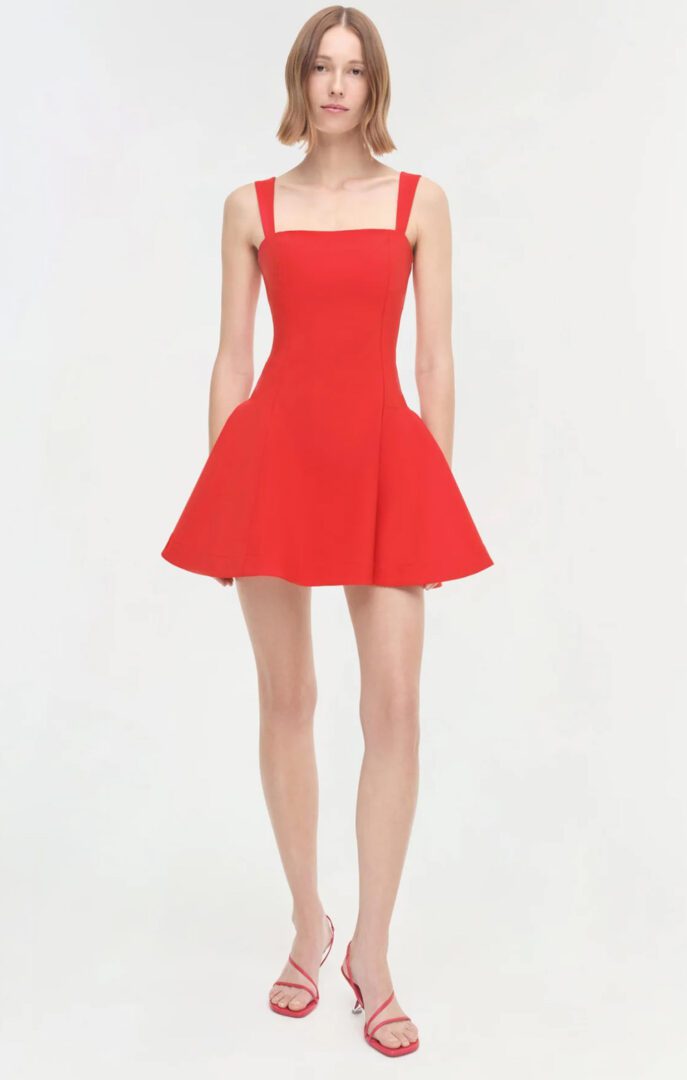 Jonathan Simkhai Party Dress Edit I Fiery red mini dress with square neckline