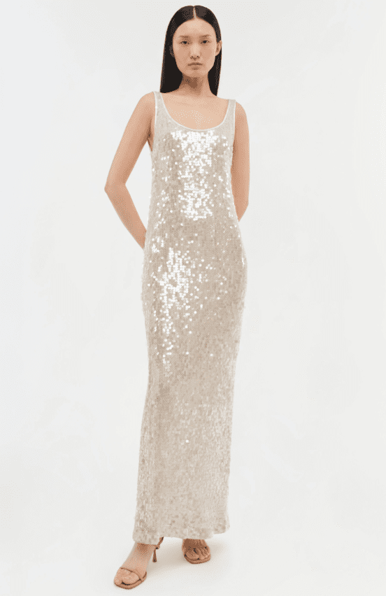 Jonathan Simkhai Holiday Dress Edit I Shimmering sequin tank maxi dress